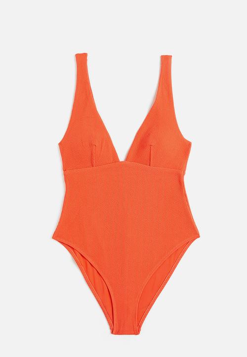 H&M - High leg ribbed swimsuit - bright red