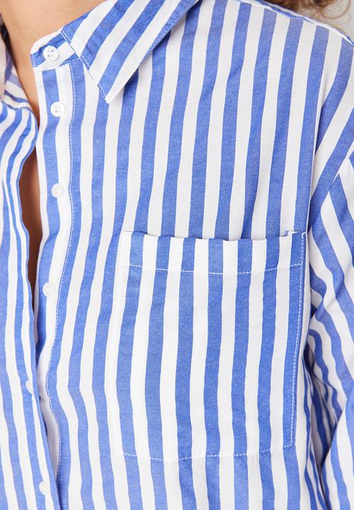 Trendyol - Plus striped shirt - blue
