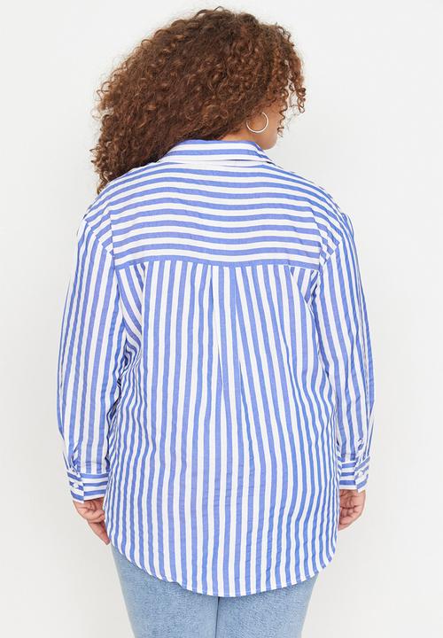 Trendyol - Plus striped shirt - blue