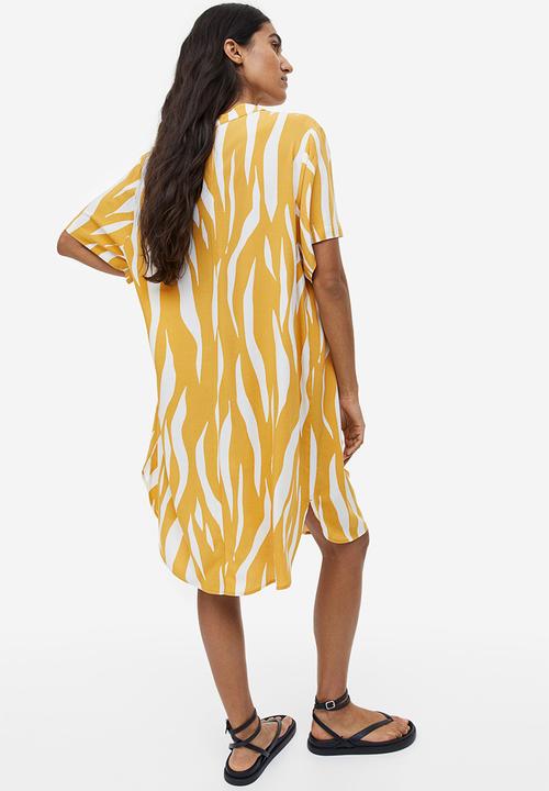 H&M - V-neck tunic - dark yellow/patterned