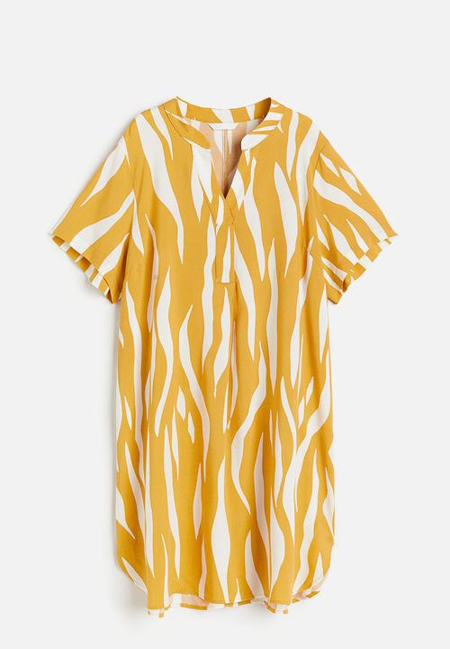 H&M - V-neck tunic - dark yellow/patterned
