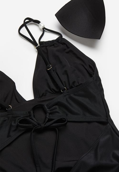 H&M - High-leg cut-out swimsuit - black