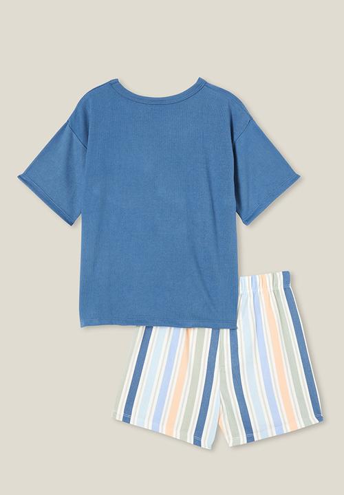 Cotton On - Damon short sleeve pyjama set - petty blue/skater croc