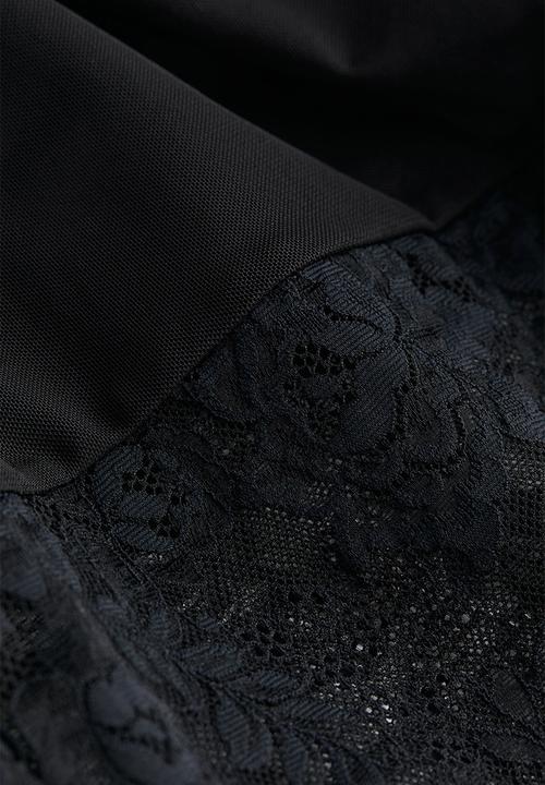 H&M - Lace-trimmed mesh dress - black