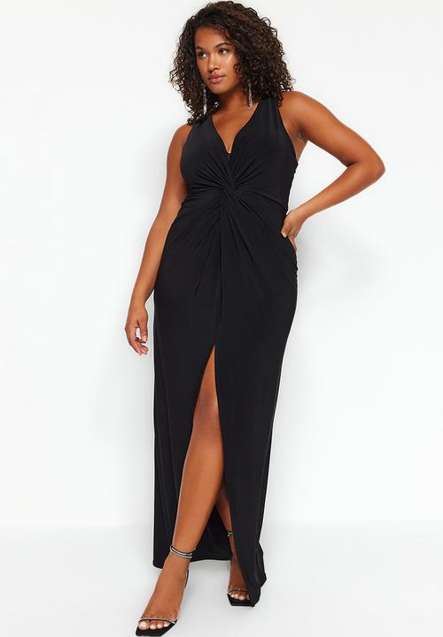 Trendyol - Plus twist detail dress - black