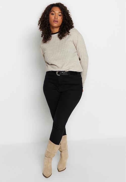 Trendyol - Plus stripe sweater - beige