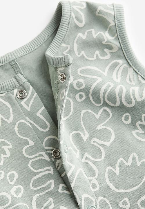 H&M - Cotton romper suit - light green leaves