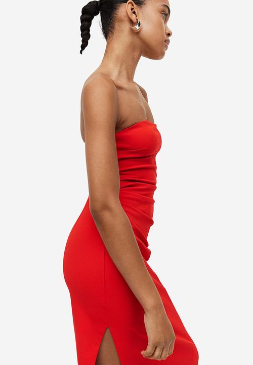 H&M - Gathered bandeau dress - red