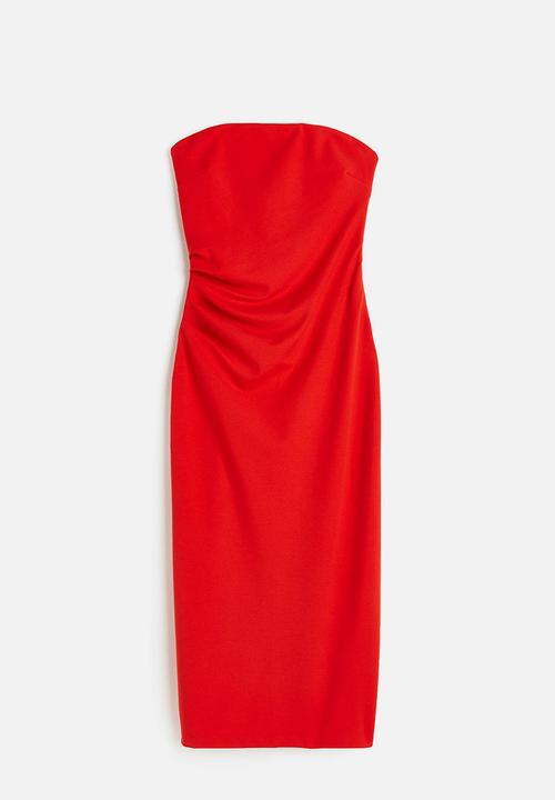 H&M - Gathered bandeau dress - red