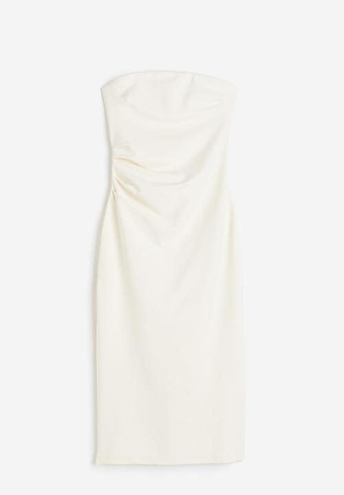 H&M - Gathered bandeau dress - cream