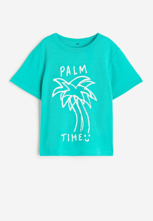 H&M - Printed cotton T-shirt - turquoise palm time