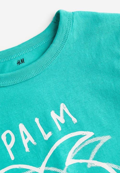 H&M - Printed cotton T-shirt - turquoise palm time