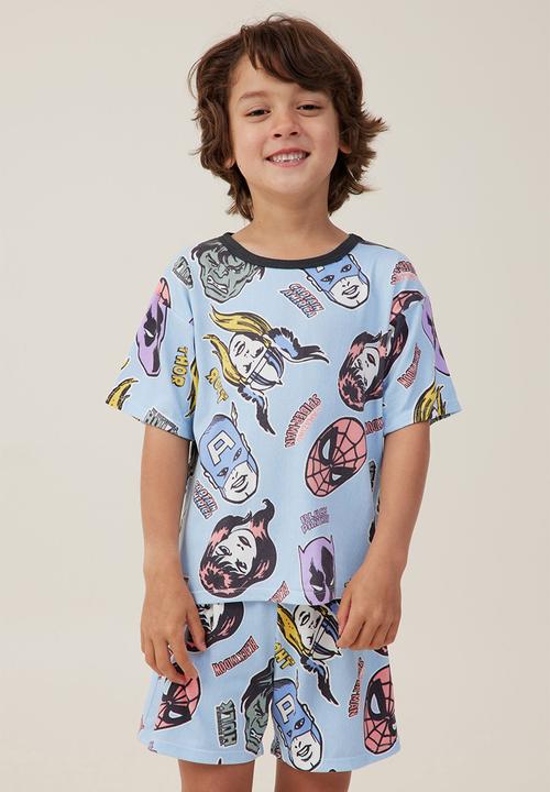 Cotton On - Damon short sleeve pyjama set license - lcn mar frosty blue/marvel friends