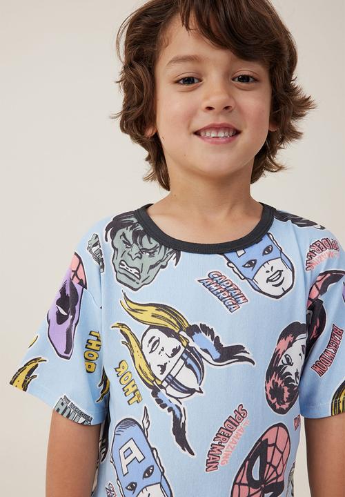 Cotton On - Damon short sleeve pyjama set license - lcn mar frosty blue/marvel friends