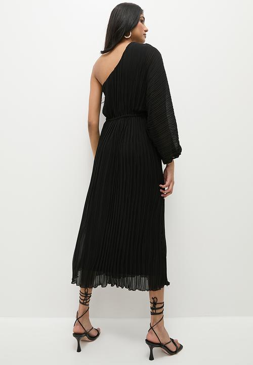 Superbalist - Asym pleated midi dress - black