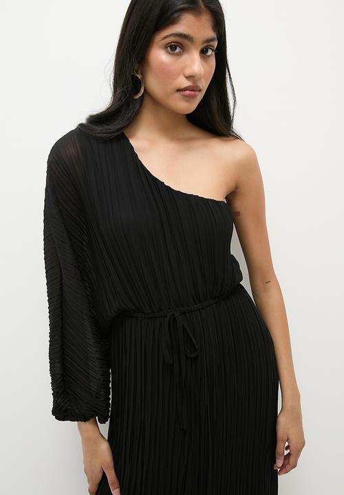 Superbalist - Asym pleated midi dress - black