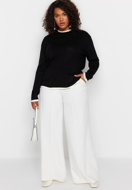 Trendyol - Plus stripe sweater - black