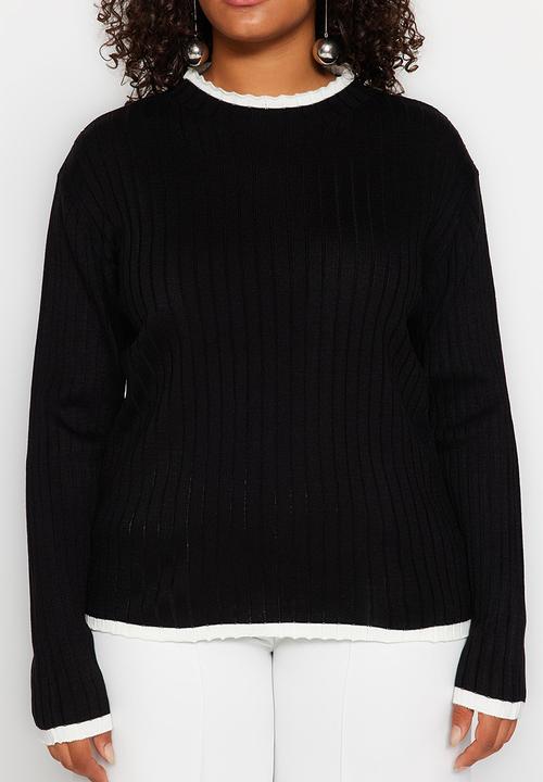 Trendyol - Plus stripe sweater - black