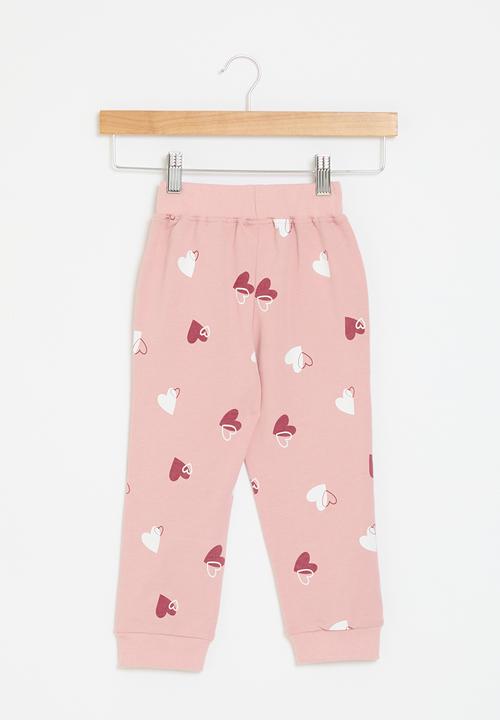 Pop Candy - Heart Print cuffed pants - pink