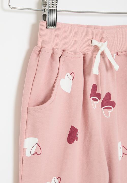 Pop Candy - Heart Print cuffed pants - pink