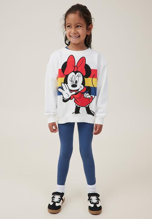 Cotton On - License dusty fleece crew neck - lcn dis minnie rainbow stripe/vanilla