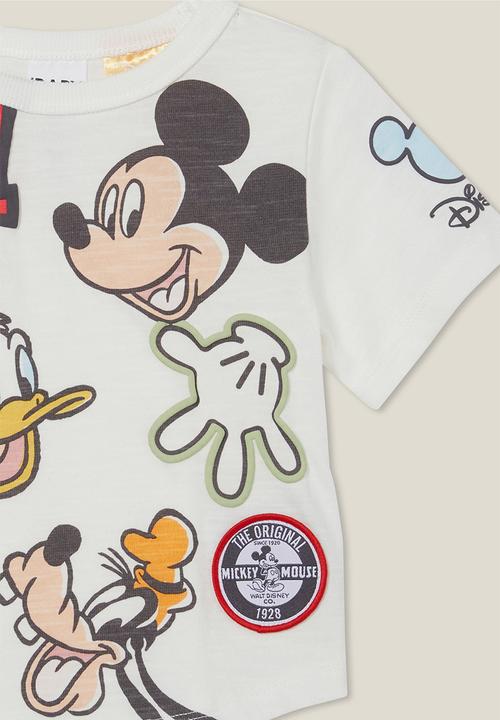Cotton On - Fynn slub spliced tee lcn - lcn dis vanilla/mickey icons