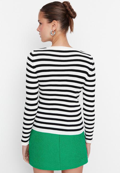 Trendyol - Basic striped sweater - ecru