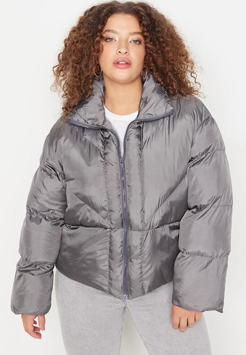 Trendyol - Plus oversized puffy coat - grey