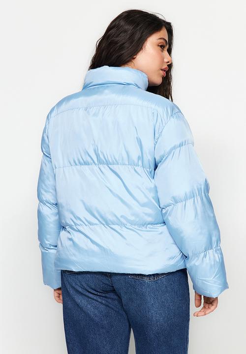 Trendyol - Plus inflatable crop coat - light blue