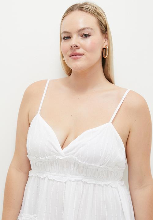 Cotton On - Plus Lenny Tiered Mini Dress - White