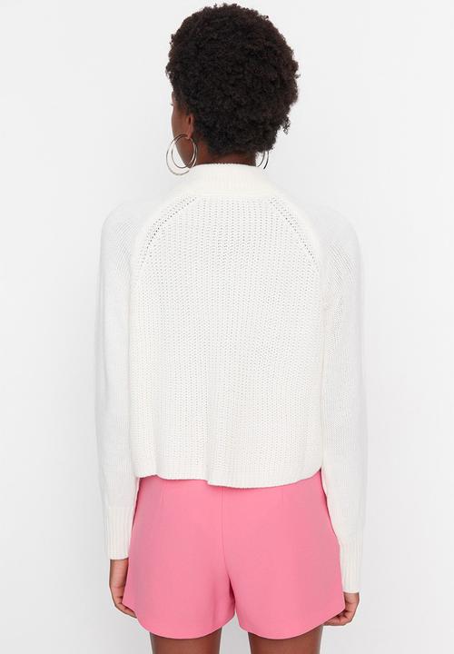 Trendyol - Crop zipper detail sweater - ecru