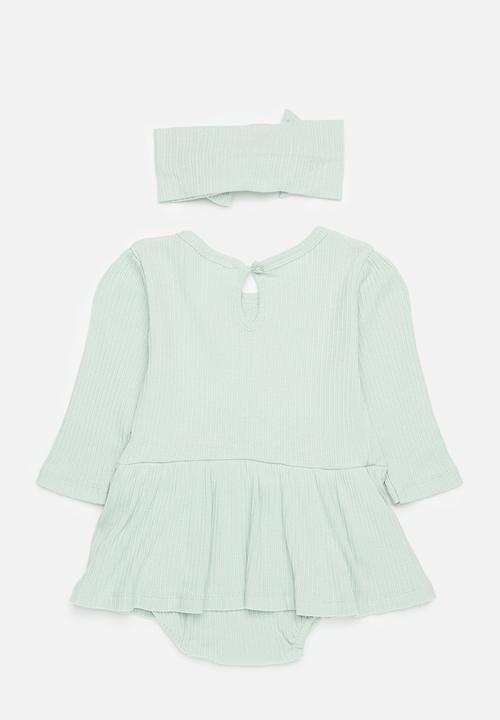 Pop Candy - Romper dress with socks & headband set - sage green