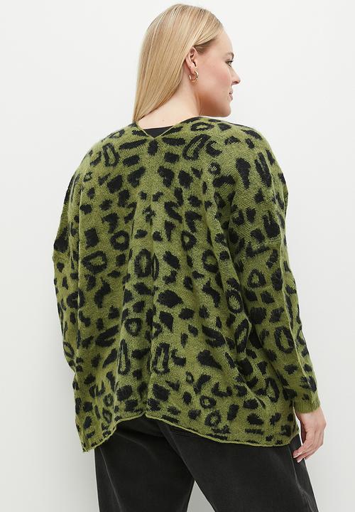 dailyfriday - Leopard Longer length cardi - olive & black
