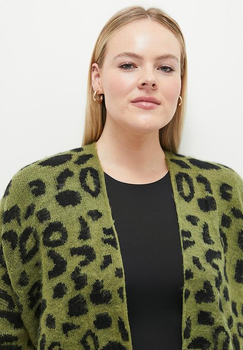 dailyfriday - Leopard Longer length cardi - olive & black
