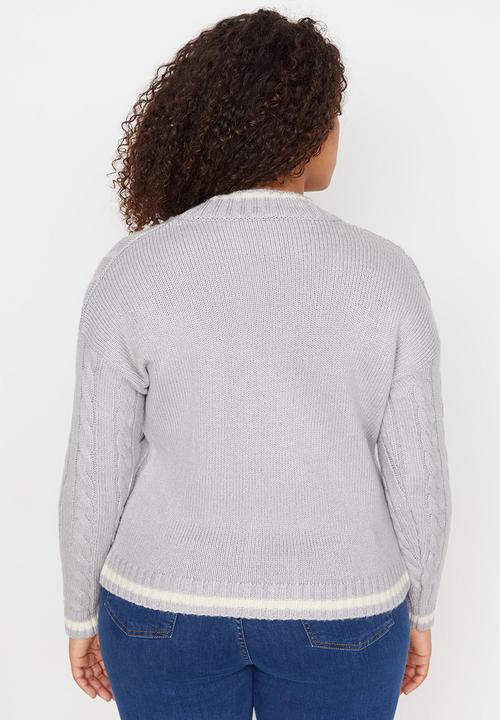 Trendyol - Plus cropped cardigan - grey