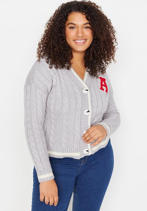 Trendyol - Plus cropped cardigan - grey