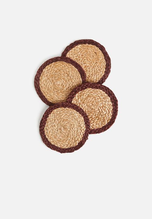 H&M - 4 Pack jute coasters - beige & brown 