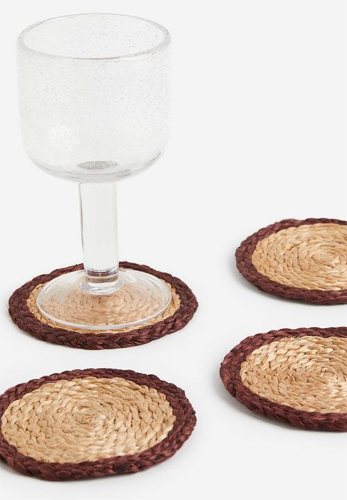 H&M - 4 Pack jute coasters - beige & brown 
