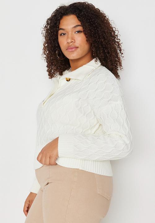 Trendyol - Plus knitwear sweater - ecru