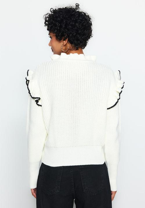 Trendyol - Collar tie detail sweater - ecru