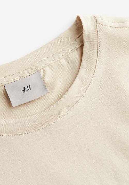 H&M - Regular fit pima cotton T-shirt - light beige