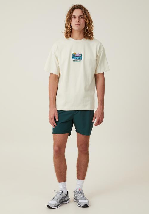Cotton On - Box Fit Graphic T-Shirt - Ecru/Wilderness Awaits 