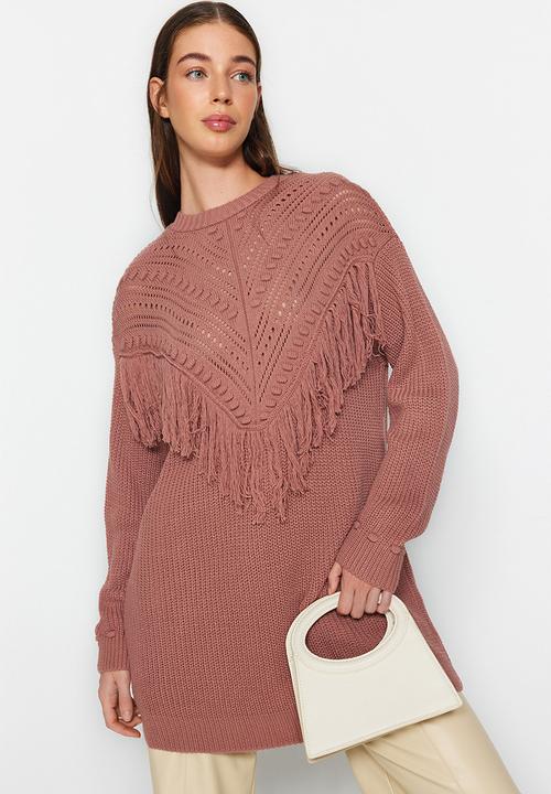 Trendyol - Tassel detail boho sweater - dried rose