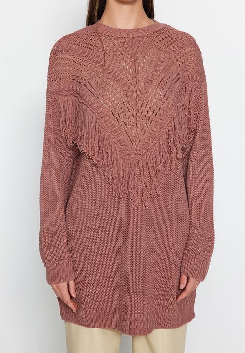Trendyol - Tassel detail boho sweater - dried rose