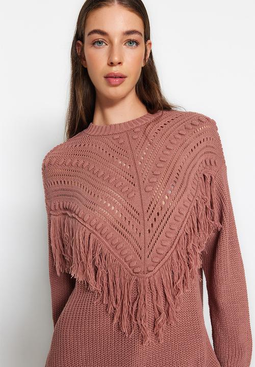 Trendyol - Tassel detail boho sweater - dried rose