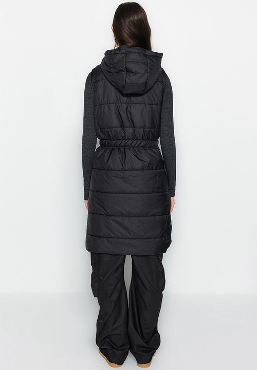Trendyol - Puffer hooded long gillet - black