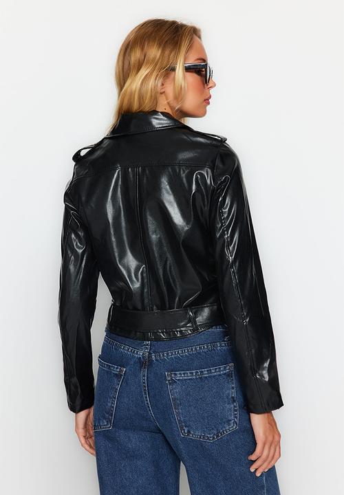 Trendyol - Belted biker jacket - black