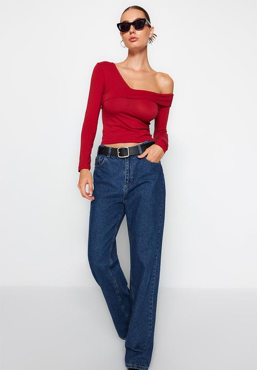 Trendyol - Off the shoulder long sleeve top - red