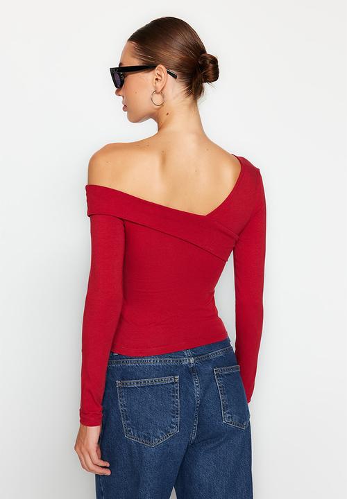 Trendyol - Off the shoulder long sleeve top - red