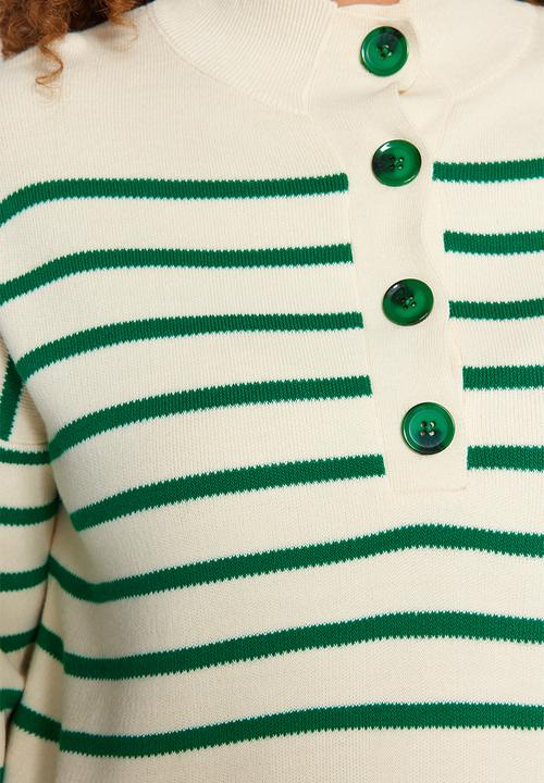 Trendyol - Plus striped sweater - green